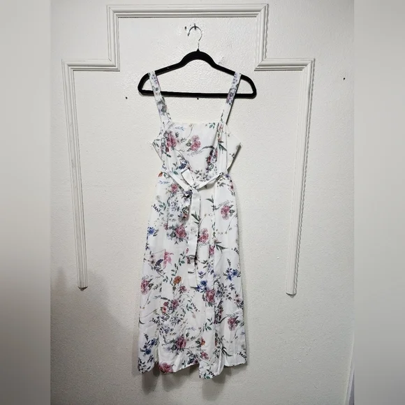Lulus Sunny Posture Ivory Floral Sleeveless Midi Dress S Wedding Party Vacation - Picture 6 of 10